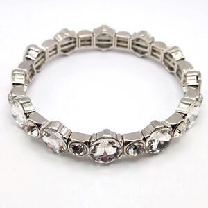 Silvertone Stretch Rhinestone Tennis Bracelet